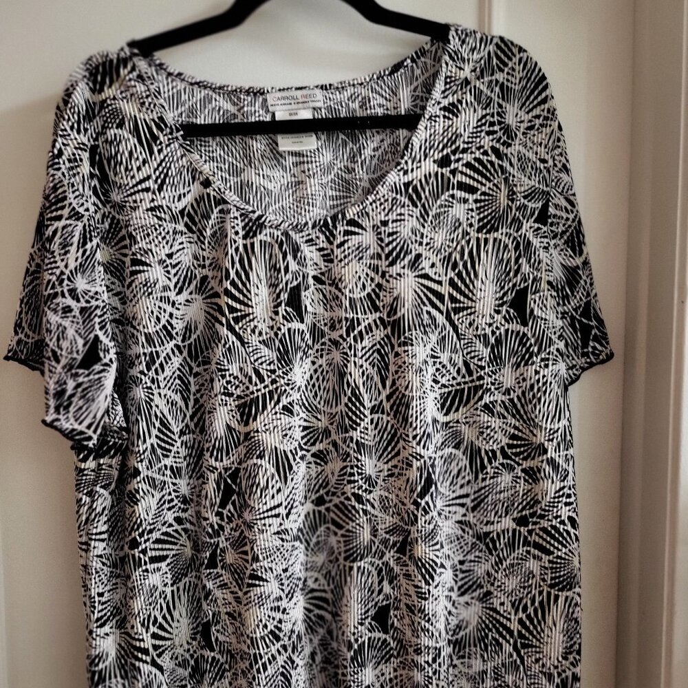 Carroll Reed Black & White Abstract Shell Print Top size XXL